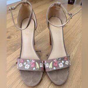 Charlotte Russe Floral Embroidered block heel strappy sandals
